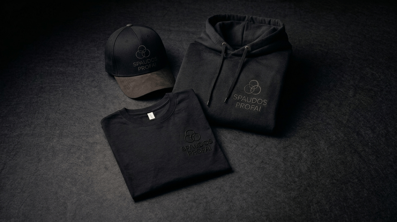 Reklaminių drabužių kolekcija skirtingomis spalvomis