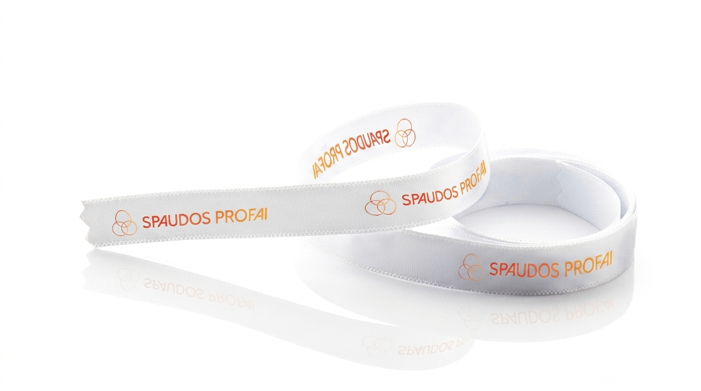 Firminių tekstilinių juostelių dizaino pavyzdys